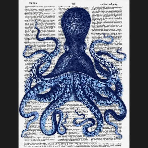 Octopus Nautical Vintage Dictionary Art Print - Picture 4 of 4